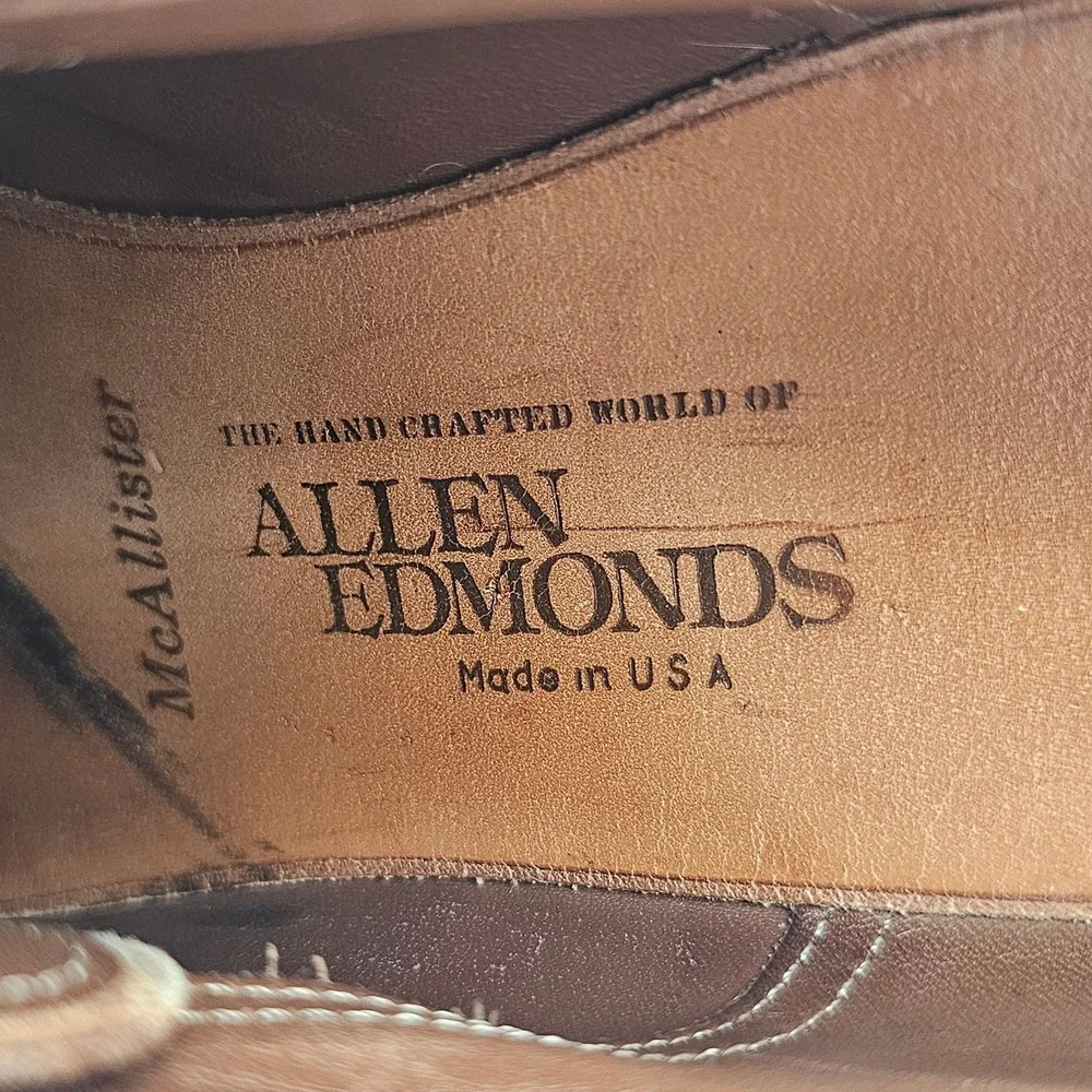Allen Edmonds McAllister Wingtip Shoes Mens 10 B Brown Suede Brogue Handmade USA